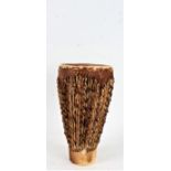 Kenyan animal hide drum, of tapering form, 30cm high