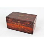 Sheraton revival painted rosewood box, with painted foliate and crossed musical instrument