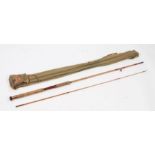 Lee "Glaslee Fyberon Glass" spinning rod, formed from two sections, 216cm long, housed in a canvas