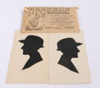 Handrup hand cut silhouette postcards, housed in its original envelope, "silver Medal awarded