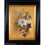 Early 20th Century school, flowers in an Art Nouveau manner, initialled GC, oil on canvas, 29cm x