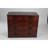 Victorian mahogany chest, fitted two short over three long drawers (lacking feet), 106cm wide x 82.