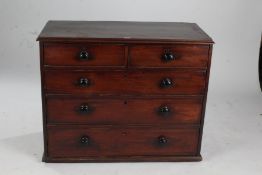 Victorian mahogany chest, fitted two short over three long drawers (lacking feet), 106cm wide x 82.