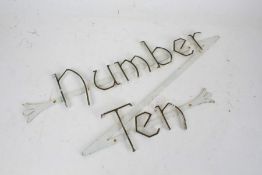 Vintage 20th century 'Number Ten' house number sign, 54cm wide