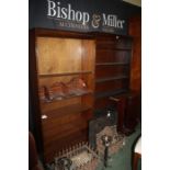 Reproduction mahogany open bookcase, with adjustable shelves, 81cm wide, together with a stained