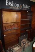 Reproduction mahogany open bookcase, with adjustable shelves, 81cm wide, together with a stained