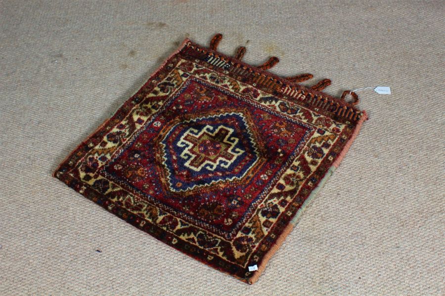 Qashqai small rug, the central panel with a multi coloured medallion, within a cream border with - Image 2 of 2