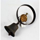 Victorian style door/ servants bell, centred with a gilded rosette, the bell 8.5cm diameter