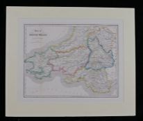 Coloured map engraving, "South Wales engraved for Roscoe's wanderings & excursions in the