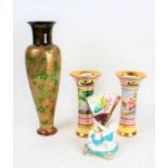 Pair of Royal Vienna porcelain vases, each of cylindrical form, Paris & Helena, and Psyche, one