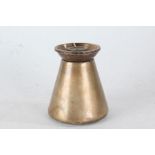Gilt bronze table lamp/ lighter, the dished top above a tapering body with cast roundel, 12cm high