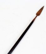 Southern Africa Zulu spear, the metal spearhead above a wooden body with a carved pommel,105cm long