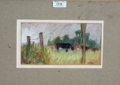 John Tookey (b. 1947) - Cattle Crazing, pastel landscape study, signed to the bottom right corner,
