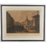 After C. Turner, The View of Castle Street Aberdeen, coloured print, housed in a gilt and ebonised