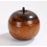 Novelty lignum vitae tea caddy, in the form of an apple, possible adapted, 13.5cm high