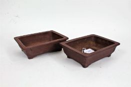 Pair of Chinese Yixing flower troughs, 20.5cm wide, 15cm deep