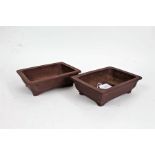 Pair of Chinese Yixing flower troughs, 20.5cm wide, 15cm deep