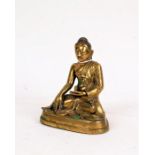 19th Century bronze buddha, modelled in a seated position, 14cm high
