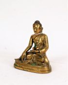19th Century bronze buddha, modelled in a seated position, 14cm high