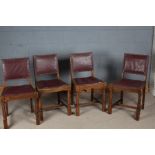 Set of four Cromwellian style dining chairs, with studded leather backs and seats (4)