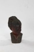 African carved wooden female bust, 44cm high