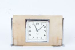 Art Deco Smiths 8 Day mantel clock, with chrome mounts, 18cm wide