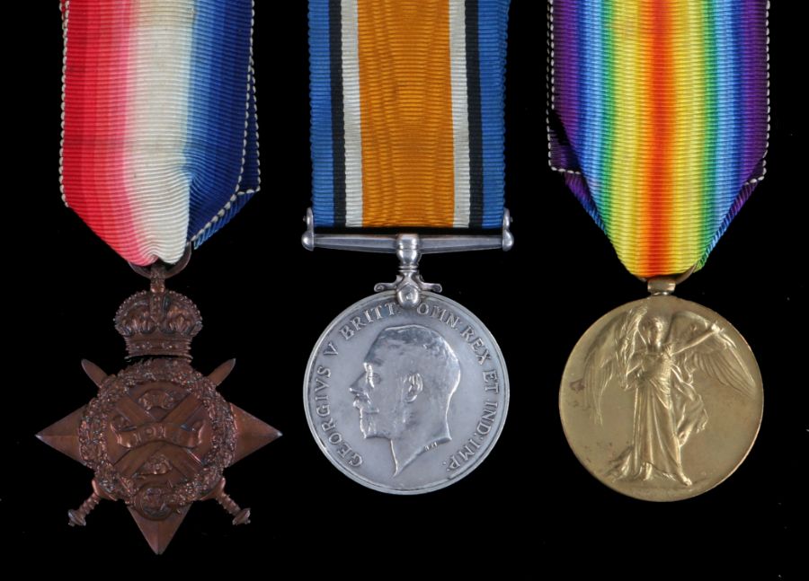 First World War Trio of Medals, 1914 Star, 1914-1918 British War Medal, Victory Medal (MS 4376