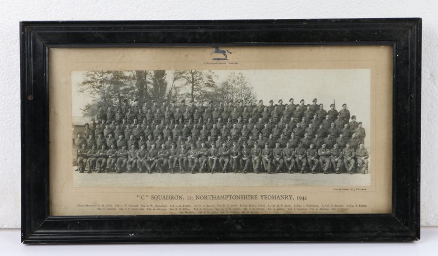 Second World War unit group photograph to 'C' Squadron, 1st Northamptonshire Yeomanry 1944, absent