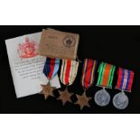 Second World War grouping of medals, 1939-1945 Star, Africa Star, Burma Star, Defence Medal, 1939-