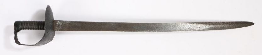 British 1845 Pattern Royal Navy Boarding Cutlass, slightly curved steel blade, sheet steel half