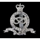 Scarce cap badge in anodised aluminium to The Staffordshire Yeomanry (Queens Own Royal Regiment),