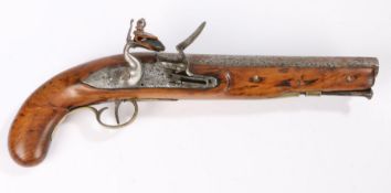 1796 Pattern Heavy Cavalry Flintlock Pistol, 'Warranted' stamped to lock, replaced reproduction