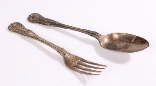 George IV silver table fork and dessert spoon, London 1827, maker William Esterbrook, the shell