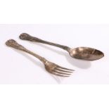 George IV silver table fork and dessert spoon, London 1827, maker William Esterbrook, the shell