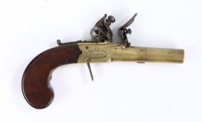 Early 19th century Boxlock Pocket Flintlock Pistol by Pooley & Co, Liverpool, brass frame and