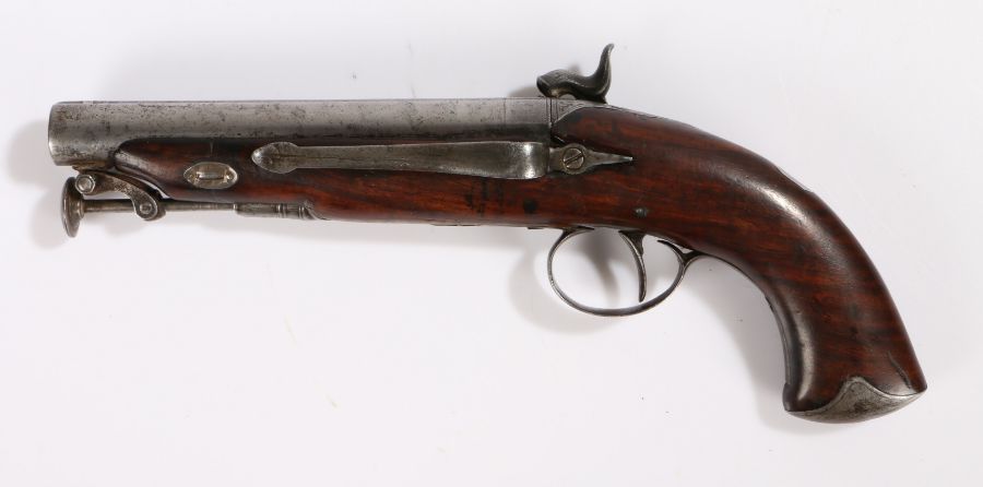 19th century percussion belt pistol, lock signed but rubbed, last part appears to read 'Wood & Son', - Image 2 of 2