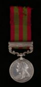 India 1895 Medal with clasp 'Punjab Frontier 1897-98' (4987 PTE. J. GILMOUR. 2ND BN. ARG: & SUTHD.