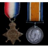 First World War pair of medals, 1914-15 Star, 1914-1918 British War Medal (3793 PTE. J. E. BOWLER.