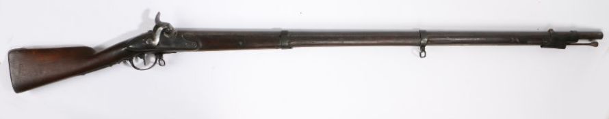 Swiss Model 1842 Percussion Musket, Swiss proof marks and inspection marks to top of barrel with