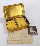 First World War Christmas 1914 Princess Mary gift tin with contents, tobacco packet open with some