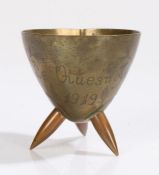 First World War Trench art, made from a British 80 MK IVA Fuze Cover in the form of a brass vessel