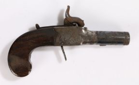 19th century pocket box lock percussion pistol by Lander, Birmingham, signed to engraved lock plate,