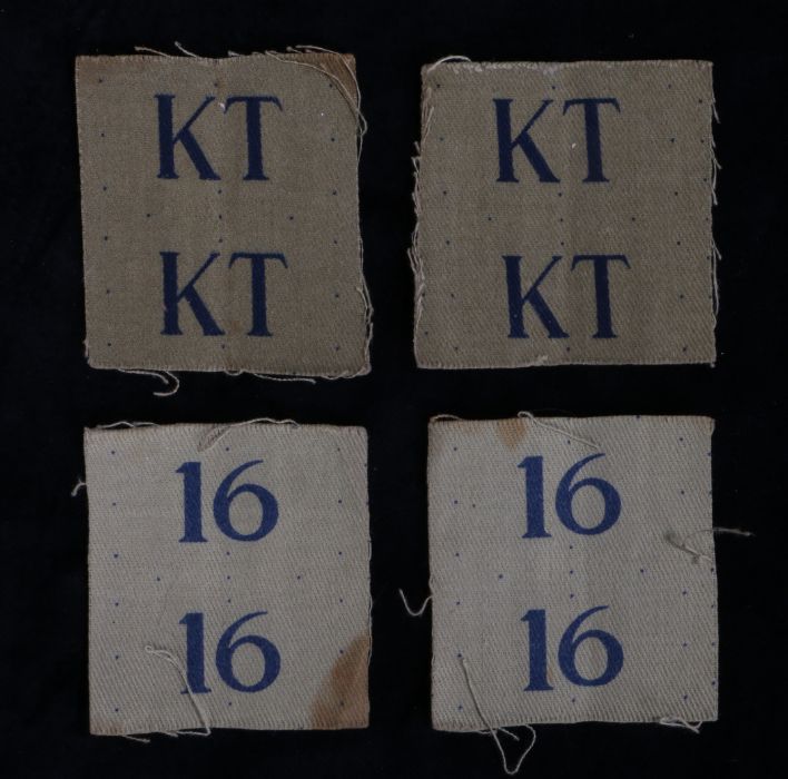 Two pairs of Second World War uncut printed Formation Signs to the 16th (Gravesend) Battalion,