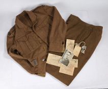 British 1946 Pattern Battle Dress Blouse, embroidered shoulder titles to the Royal Army Service