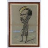 Marcel Pic, (British, 19th Century) Original pastel drawing in caricature of a british army