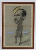 Marcel Pic, (British, 19th Century) Original pastel drawing in caricature of a british army
