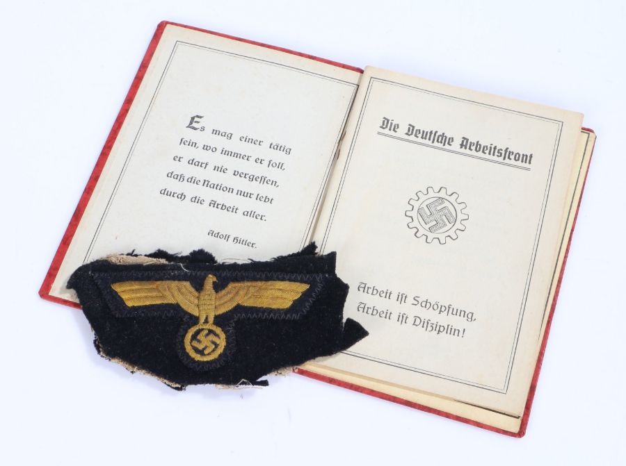 German Third Reich Kriegsmarine officers breast eagle, very fine embroidered eagle on blue cloth,