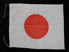 Second World War period small sized Japanese flag, printed on cotton with cotton ties to two of