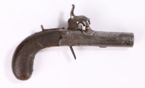 19th Century pocket percussion pistol by Durs Egg, London, scroll engraved signed lock, folding