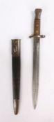 British Pattern 1888 Mk1 Type 2 sword bayonet, Enfield maker and inspection marks with broad arrow